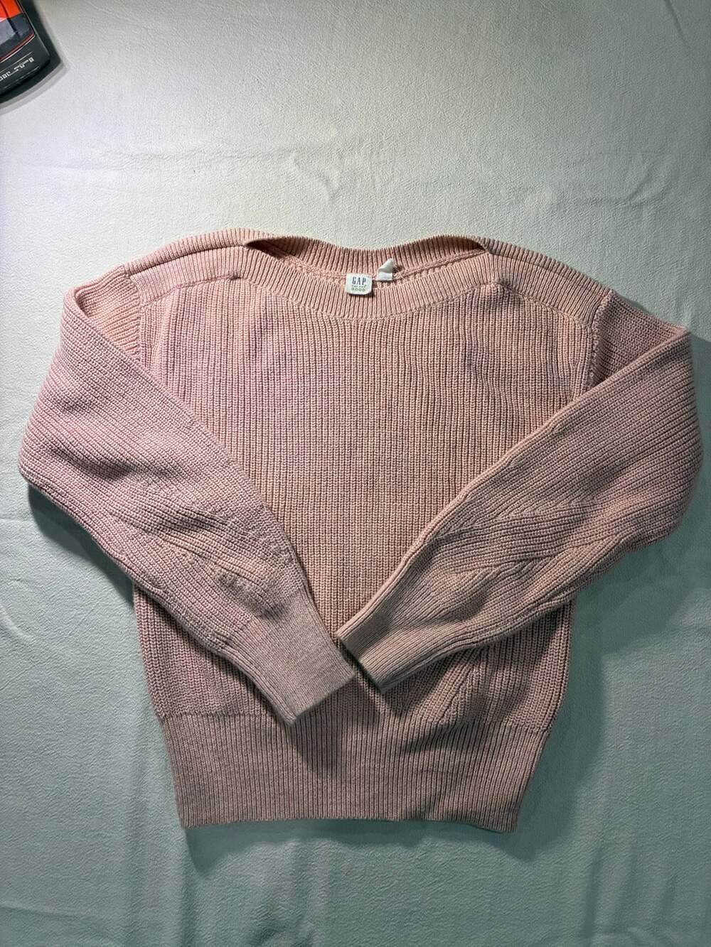 GAP Pink Shaker-Stitch Crewneck Sweater
